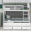 Twin over Twin Wood Bunk Bed with Trundle and Drawers White - Korvel