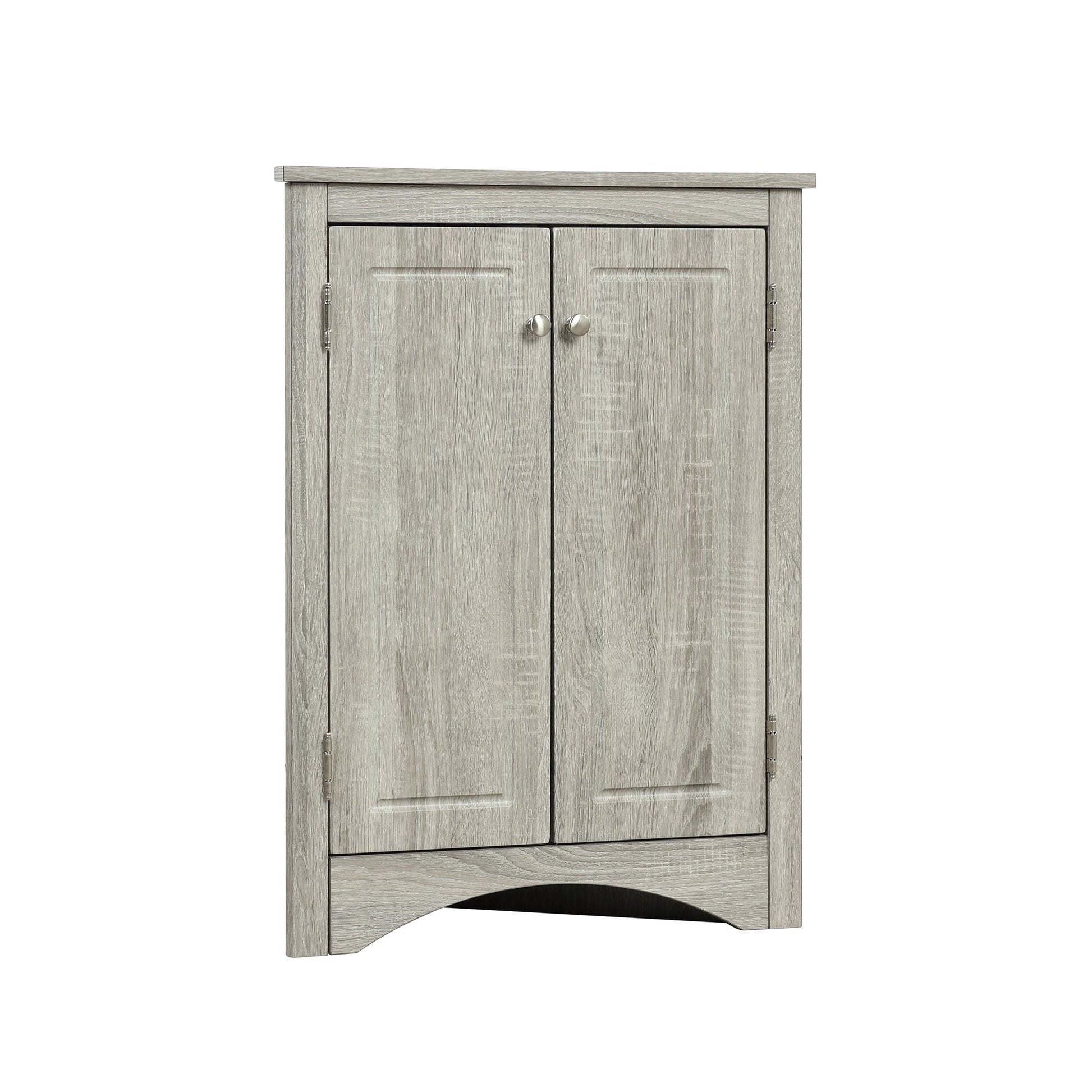 Oak Triangle Bathroom Storage Cabinet with Adjustable Shelves, Freestanding Floor Cabinet for Home Kitchen - Korvel