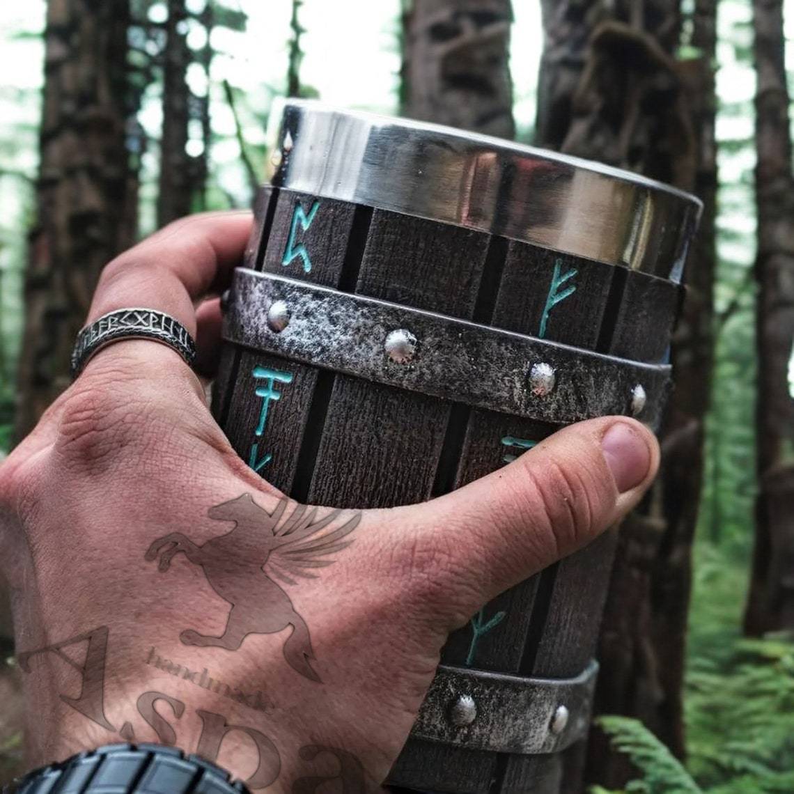 Wooden barrel beer cup personalized bamboo barrel mug large capacity bar cup - Korvel