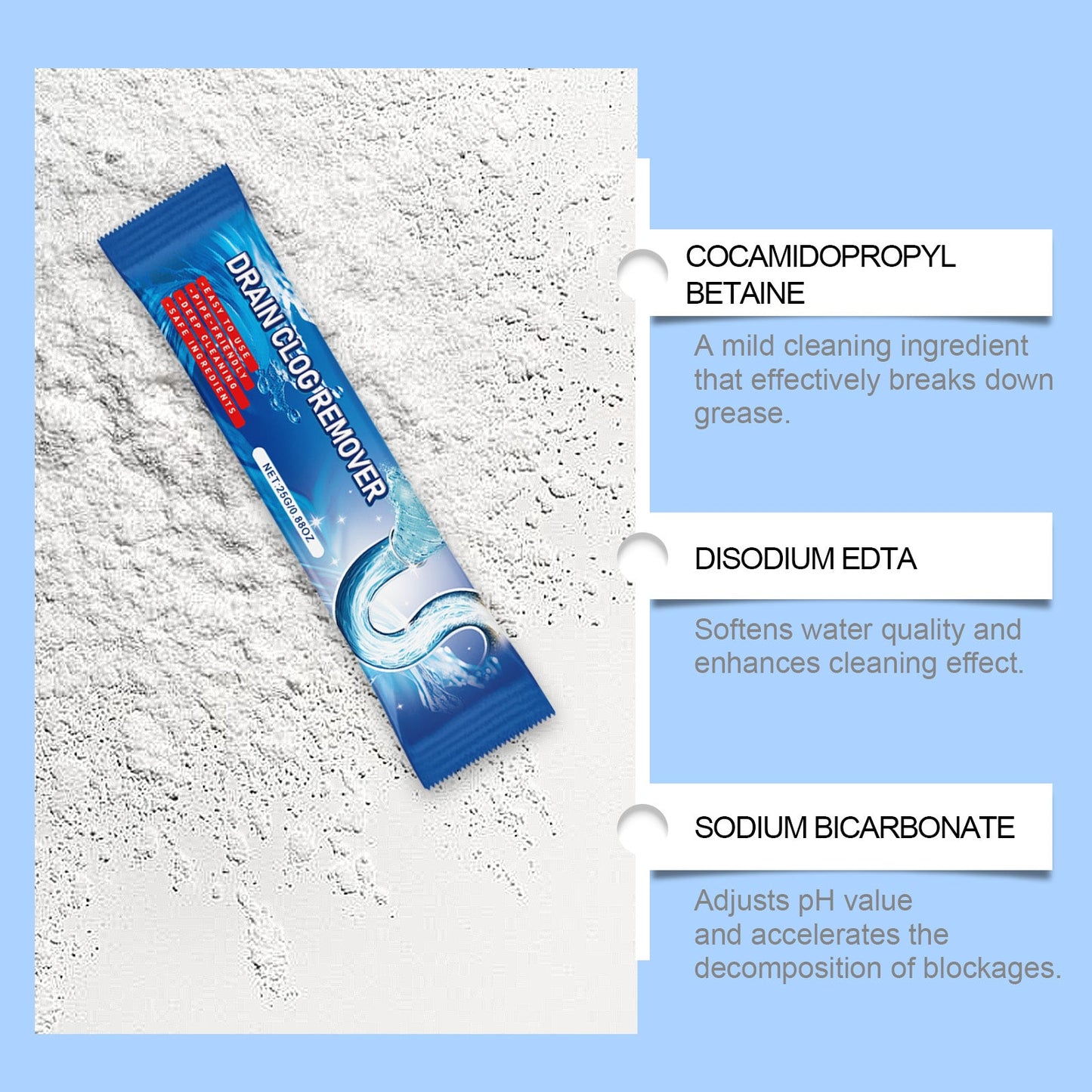 Pipe Dredging Powder, Toilet Pipe Toilet Floor Drain Kitchen Drain Clogged Dredging Powder - Korvel