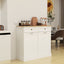 Two Drawers and Two-Compartment Tilt-Out Trash Cabinet Kitchen Trash Cabinet-White - Korvel