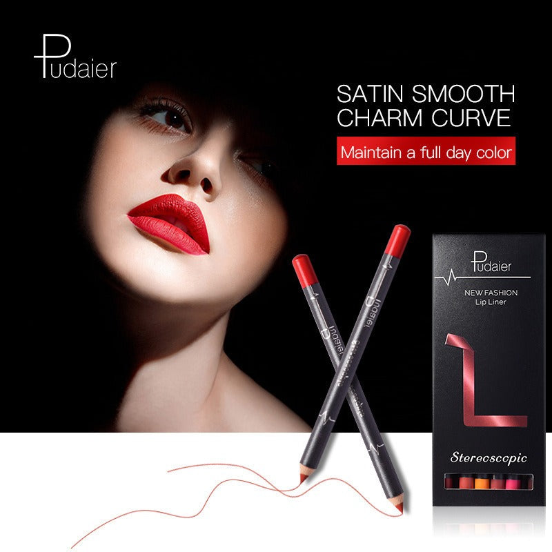 Pudaier twelve-color lip liner foreign trade waterproof non-fading matte velvet lipstick pen - Korvel