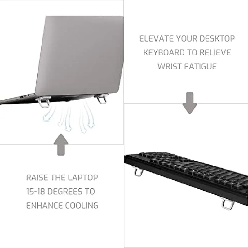 Mini Foldable Laptop Stand, Portable Computer Keyboard , Self-Adhesive Invisible Notebook Stand and Keyboard Lift for Desk - Korvel