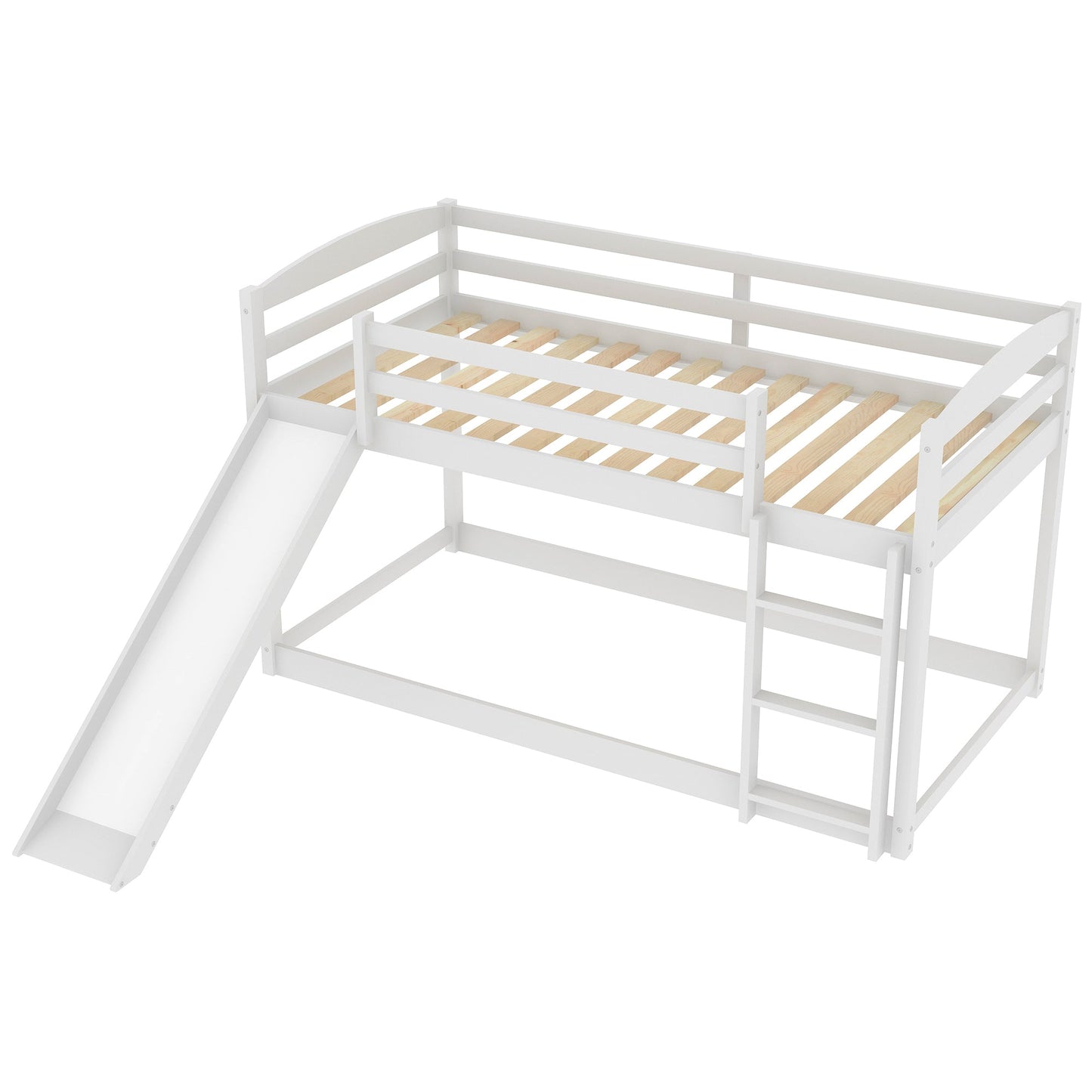 Twin over Twin Bunk Bed with Convertible Slide and Ladder   White - Korvel
