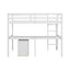 Twin Loft Wood Bed with Under-bed, Built-in Desk, a Storage Cabinet of 2 Drawers, Guardrails, Ladder,White - Korvel