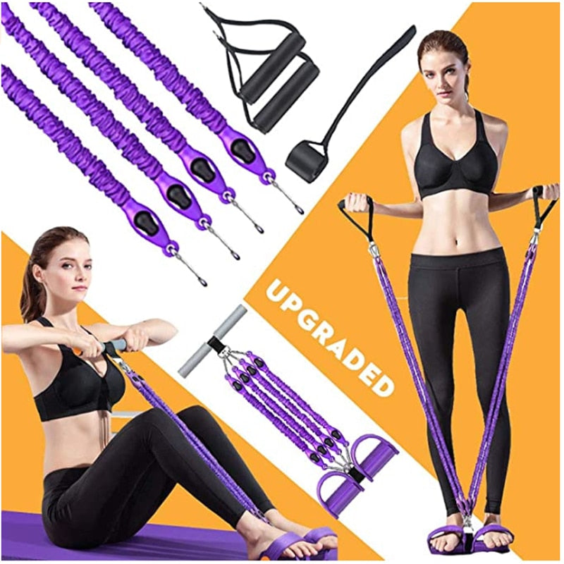Multifunction Fitness Pedal Exerciser Sit-up Exercise Band Elastic Pull Rope Equipment Tummy Bodybuilding Tension Rope Antibreak - Korvel
