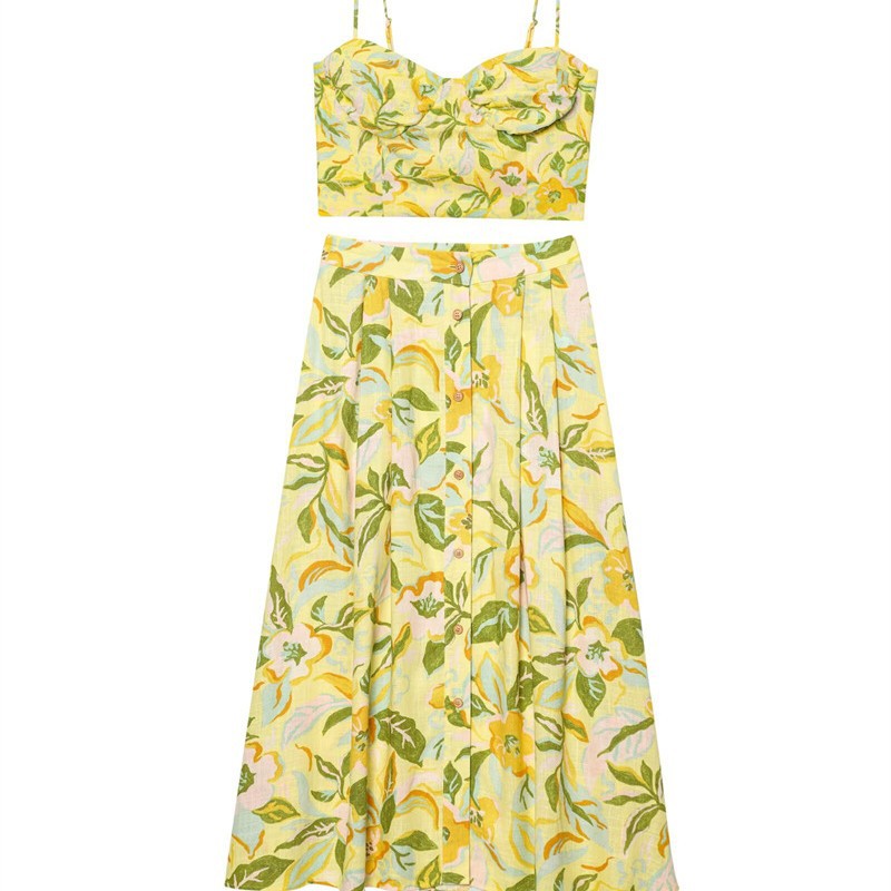 Style Strapless Top with Printed Skirt Set - Korvel
