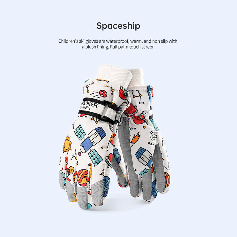 Winter children skiing gloves cycling waterproof windproof cashmere thick warm gloves children - Korvel