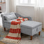 Chaise longue en velours gris avec rangement et coussin