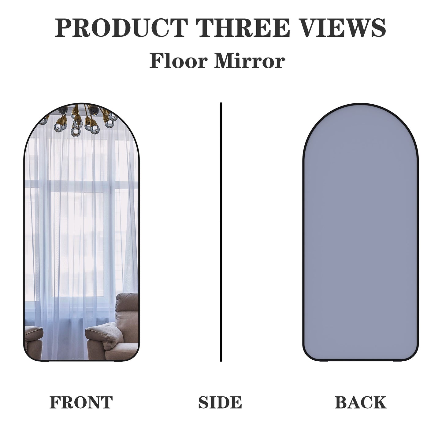 71" x 32" Oversized Full Body Mirror - Elegant Black Frame