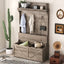 Hall tree with storage desk, entrance desk with drawers and 5 hooks, display rack,Oak - Korvel