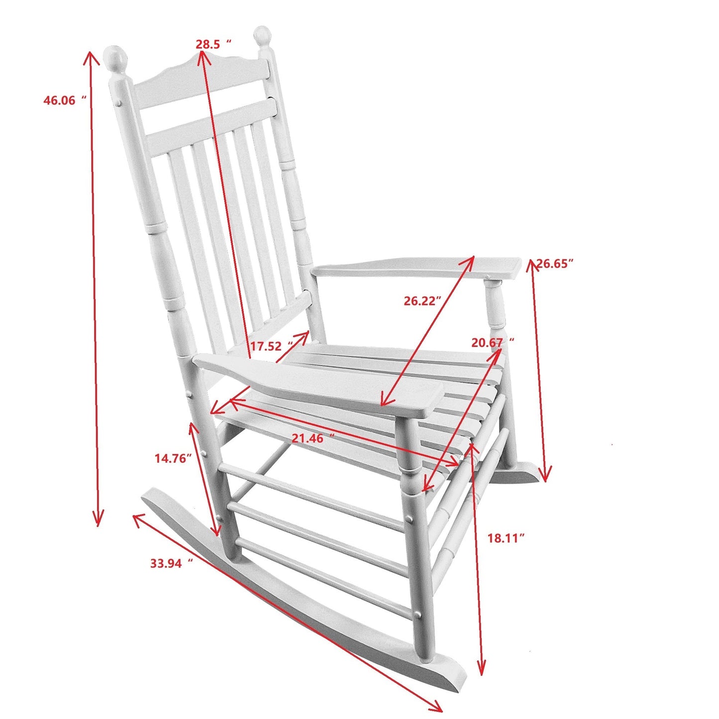 Premium White Balcony Porch Rocking Chair