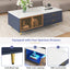 Modern Navy Blue Coffee Table with 2 Glass Door Storage, 4 Drawers, Gold Metal Legs, and Multi-Color Lighting in 47.2'' - Korvel