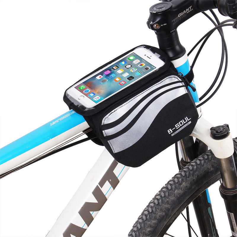 B-SOUL Bicycle Mountain Bike Upper Tube Bag Saddle Bag Road Car Front Bag Increase Touch Screen Mobile Phone Bag 5.7 Inches - Korvel