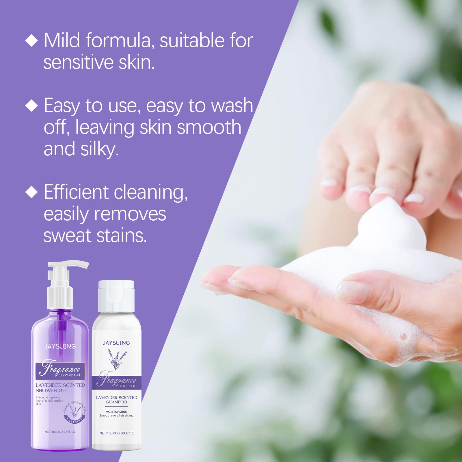 Lavender Shampoo & Shower Set Gently Cleans And Moisturizes Body, Skin And Scalp - Korvel