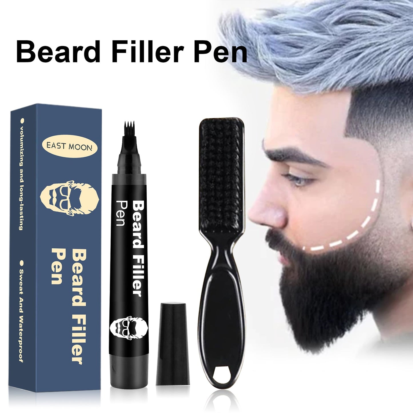 Stylo de Remplissage de Barbe - Définition Facile pour un Look de Barbe Complète
