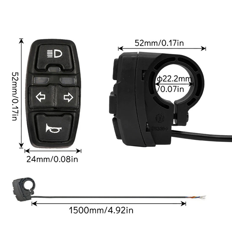 Interrupteur de lumière pour scooter électrique - Contrôle des clignotants 36V/48V