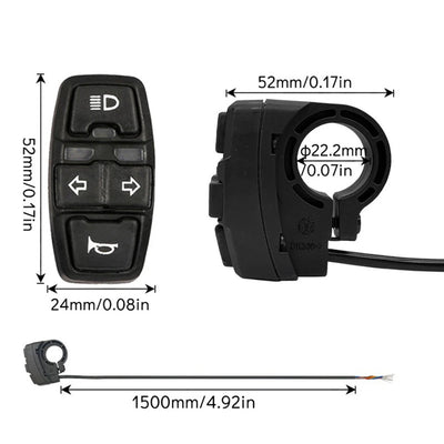 Electric Bike Scooter Light Switch - 36V/48V Turn Signal Control