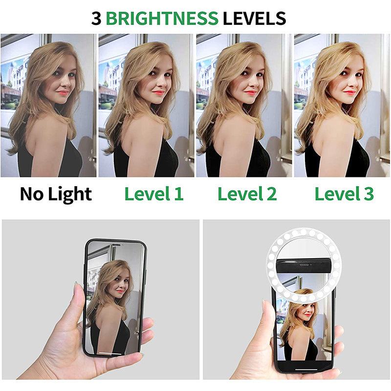 Mobile Phone Fill Light Anchor Beauty Rejuvenation Vibrato Live Charging Light LED Ring Small Indoor Selfie Universal - Korvel