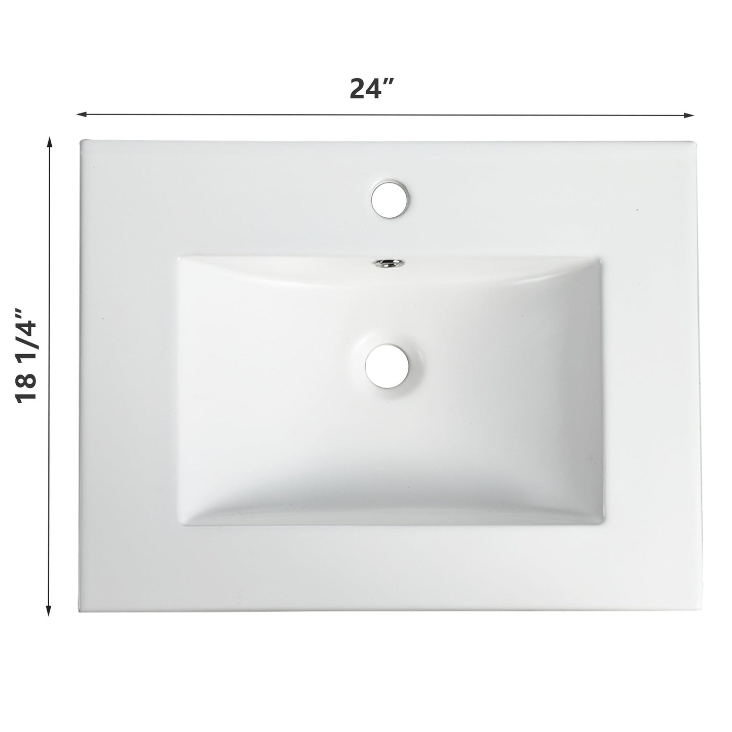 Basin de lavabo en céramique blanche premium de 24 pouces