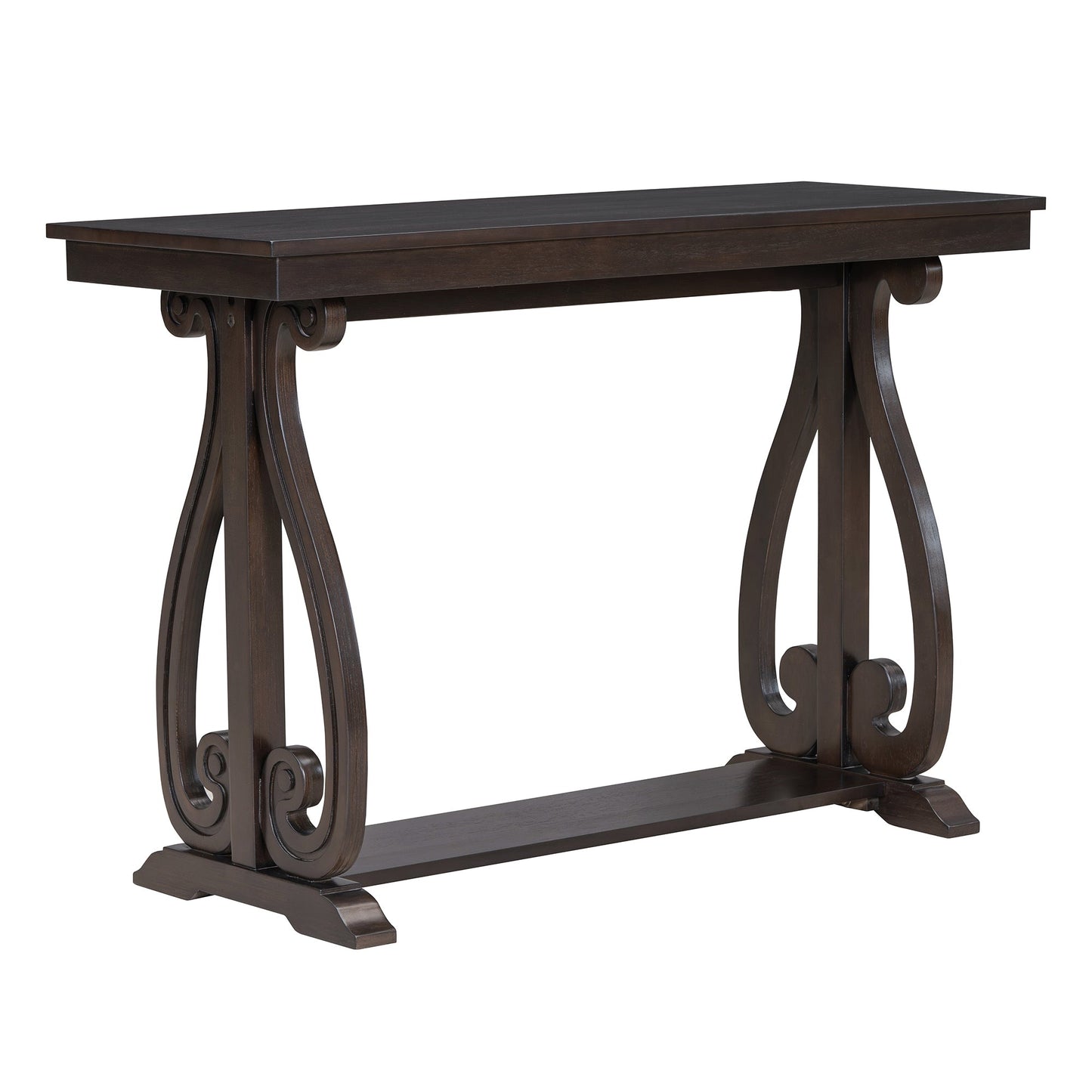 48-Inch Rustic Vintage Console Table --- Farmhouse Style Entryway Table with Open Shelf and Sturdy Construction  (Espresso) - Korvel
