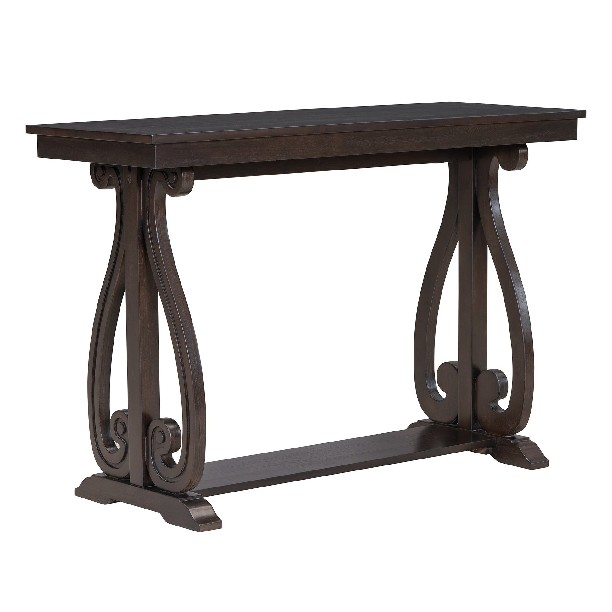 48-Inch Rustic Vintage Console Table --- Farmhouse Style Entryway Table with Open Shelf and Sturdy Construction  (Espresso) - Korvel