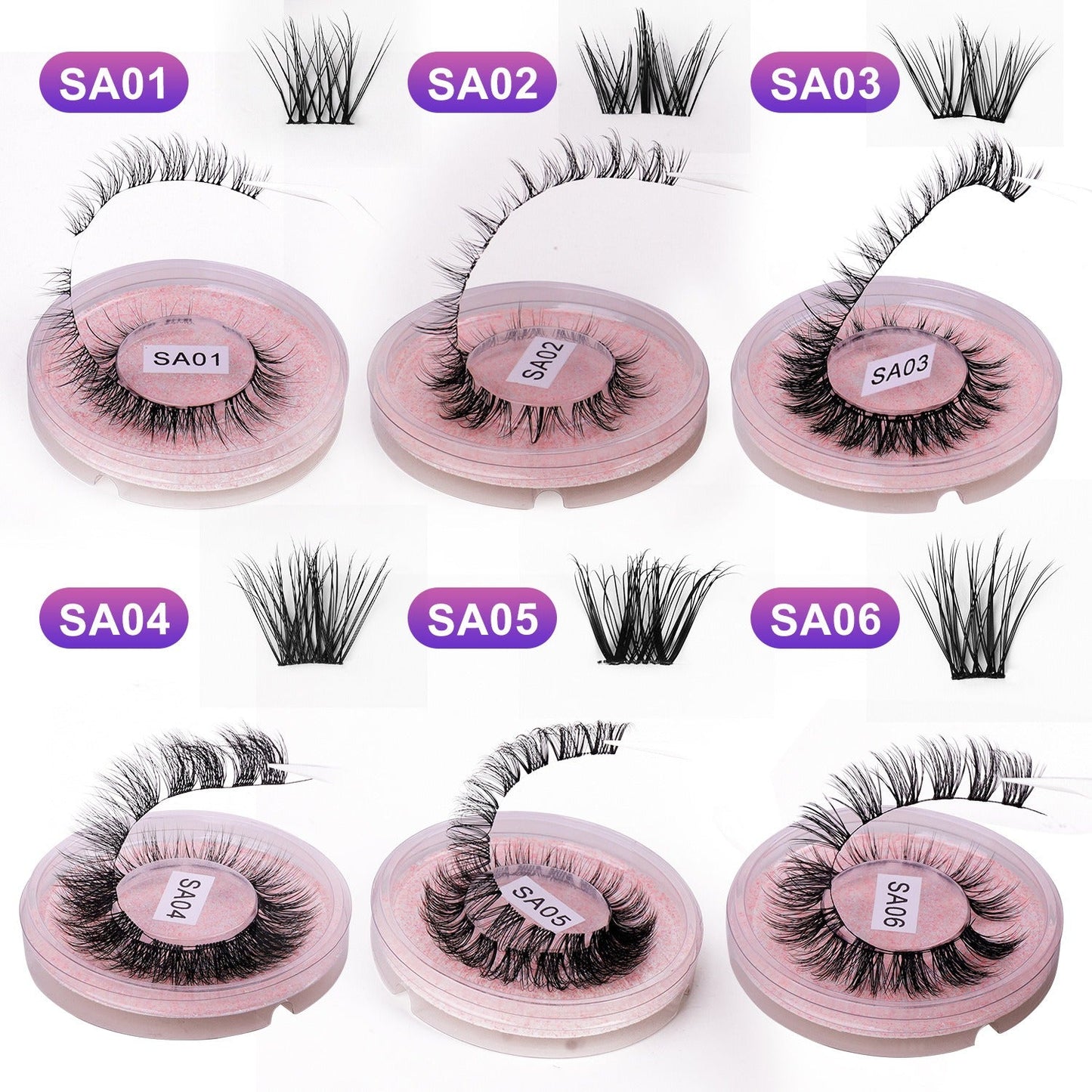 DIY false eyelashes set whole cut eyelashes European and American thick curling travel size eyelash combination - Korvel