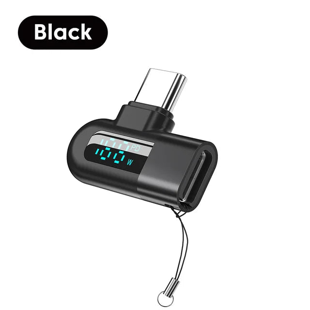 TG adapter 6A intelligent digital display supports 120W fast charging data cable, USB 2.0 port, Type-C adapter - Korvel