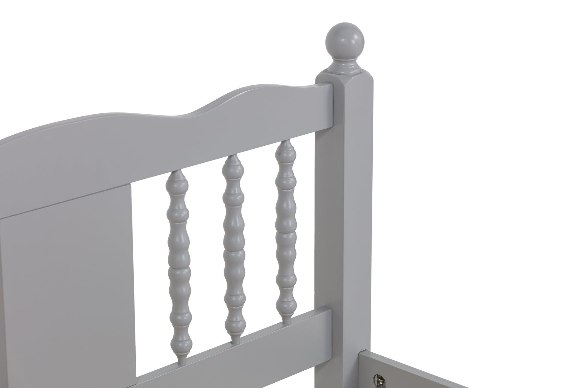 Twin Bed with Column-Decoration Headboard, with Bed Slats,Grey - Korvel