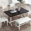TOPMAX Farmhouse 6-Piece Trestle Dining Table Set with Upholstered Dining Chairs and Bench  59inch, White - Korvel