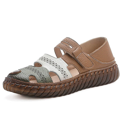 Premium Cowhide Mom Sandals for Women - Non-Slip & Soft Sole
