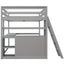Full Size Loft Bed with Desk and Shelves - Gray