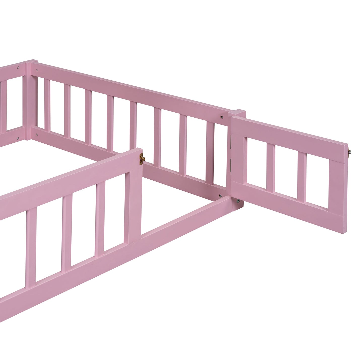 Wooden Twin Size Children's Bed with Detachable Headboard, Pink