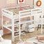 Twin Loft Wood Bed with Under-bed, Built-in Desk, a Storage Cabinet of 2 Drawers, Guardrails, Ladder,White - Korvel