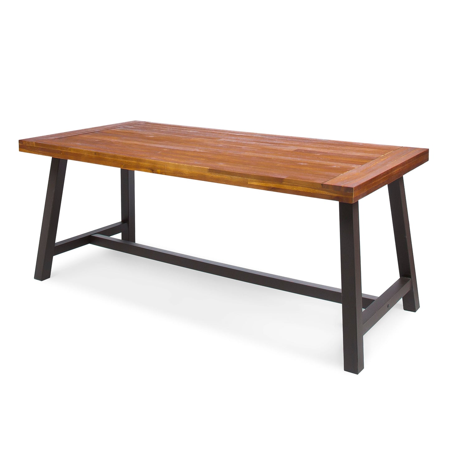 Carlie Outdoor Dining Table with Rustic Metal Legs