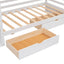 Twin Size House Bed with Two Drawers and Wardrobe - White