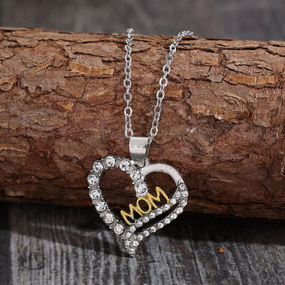 Alloy Inlaid Zircon Heart Pendant Necklace - Korvel