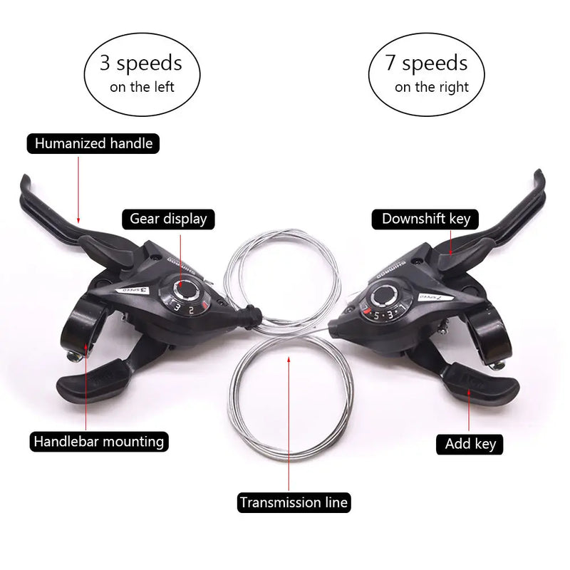 Bike Derailleurs 3x7 21 Speed Switch MTB Bicycle Shifter Levers Brake with Shift Cable Cycling Disc Handle for Bike Trekking - Korvel