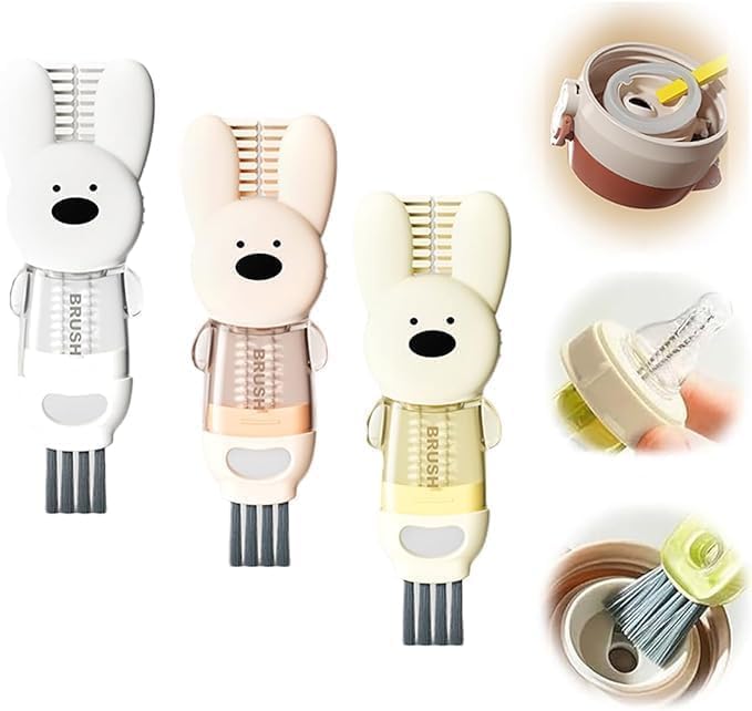 Rabbit cup lid brush four in one insulated water cup brush milk bottle pacifier cup mouth gap cleaning brush - Korvel