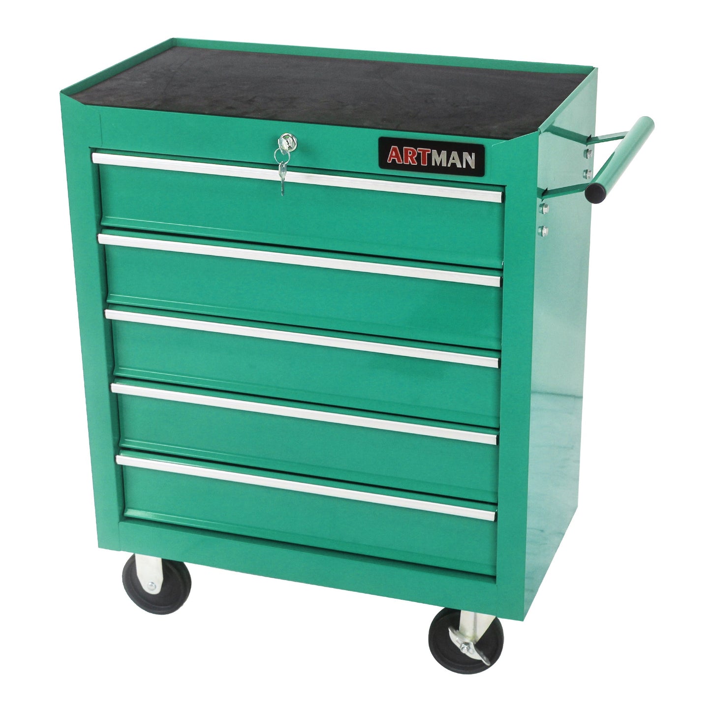 5 DRAWERS MULTIFUNCTIONAL TOOL CART WITH WHEELS-GREEN - Korvel