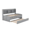 Twin Size Wooden Captain Bed with Built-in Bookshelves,Three Storage Drawers and Trundle Light Grey - Korvel