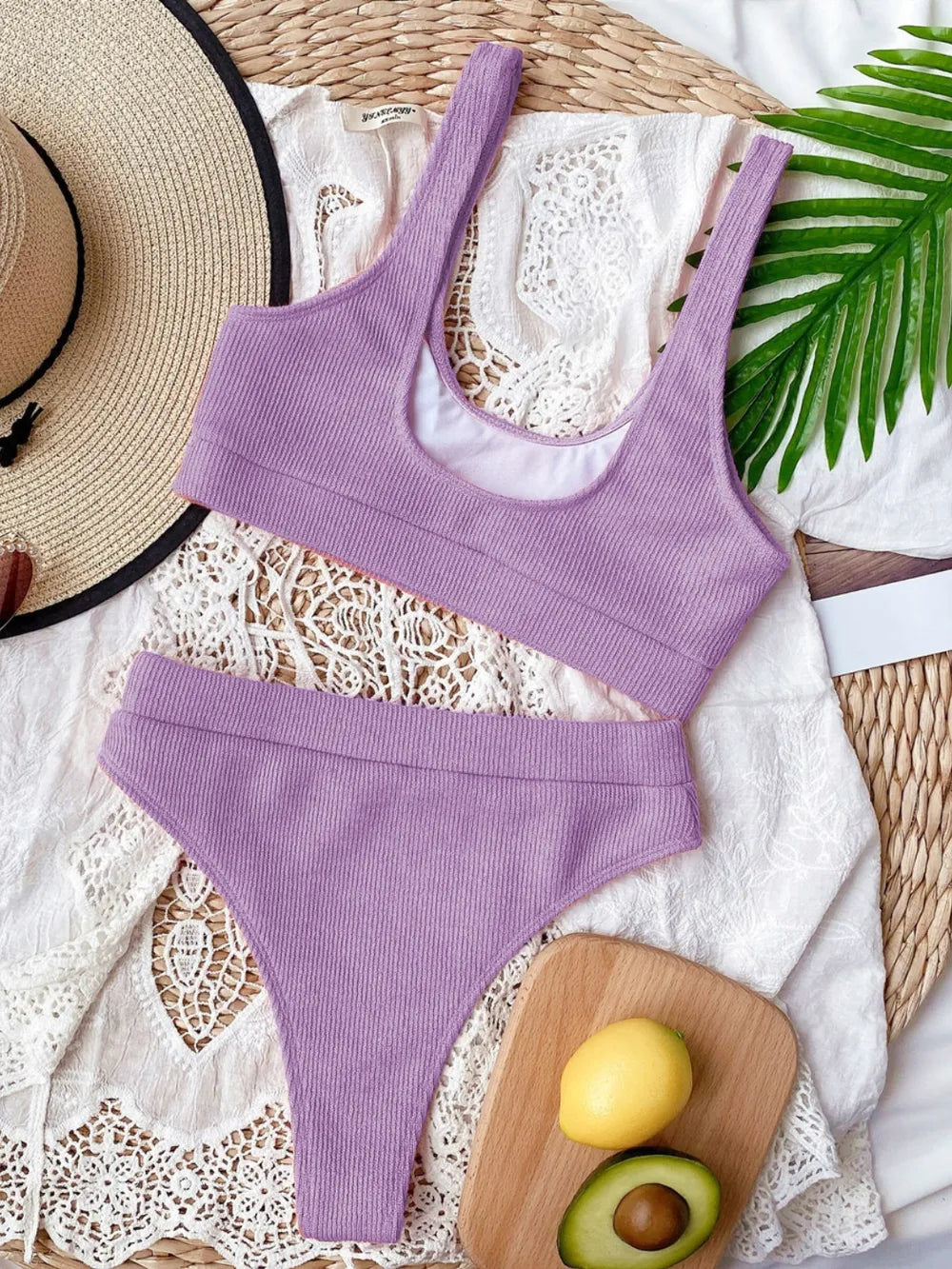 Scoop Neck Wide Strap Two-Piece Swim Set - Korvel