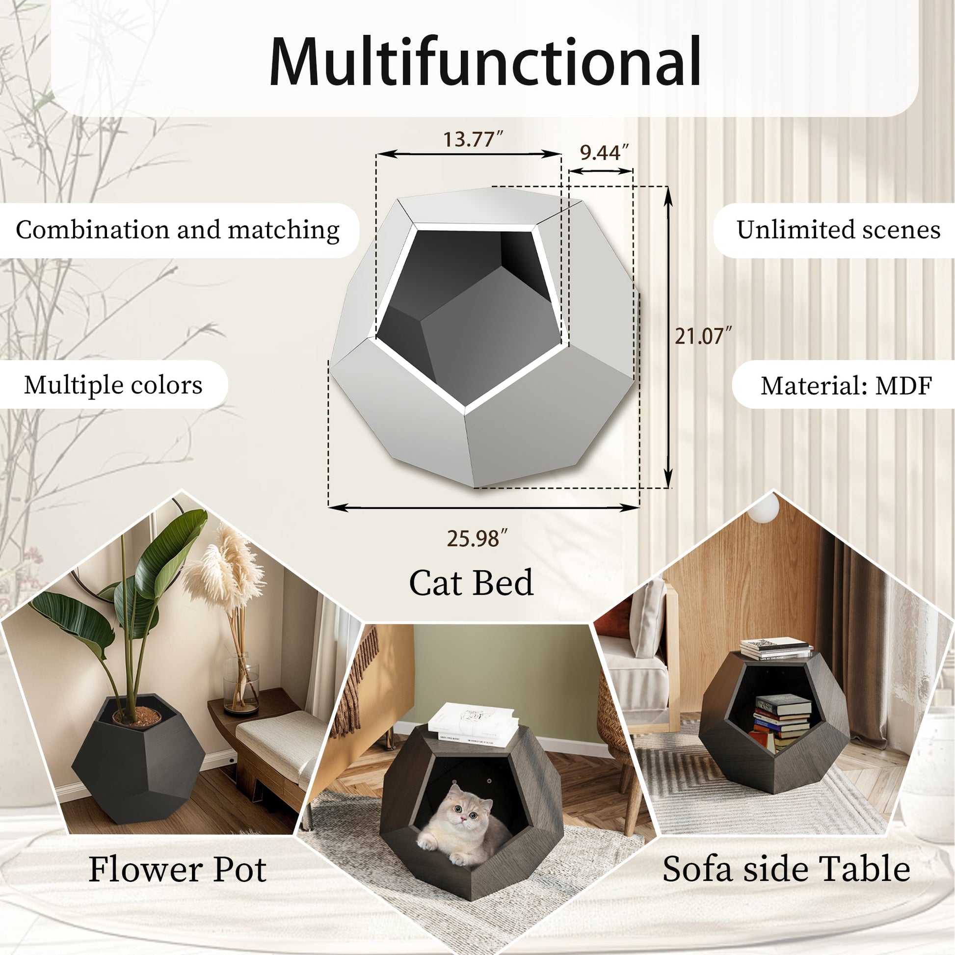 25.98'' Modern Pet Furniture Cat Litter, Sofa Side Table, Planter MDF Multifunctional Furniture, Burmese Sumac - Korvel