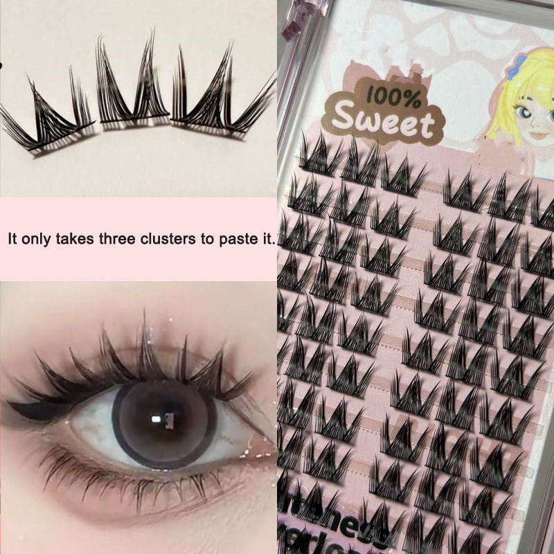 Sunflower Comics Pure Desire Eyelash Simulation Natural Thickening Large Segmented Trilogy False Eyelash Laziness - Korvel