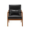 COOLMORE modern style chair, solid wood cushion lounge armchair with a pillow (black PU) - Korvel