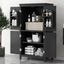 Elegant Black Bathroom Floor Storage Cabinet with Adjustable Shelves