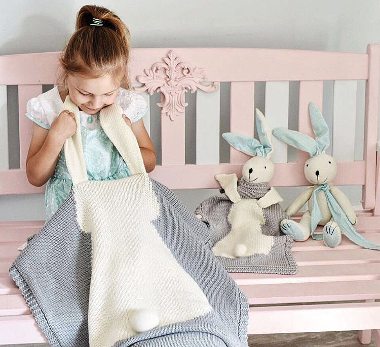 New Rabbit Ears Blanket Three Dimensional Rabbit Blanket Children's Knitted Blanket Baby Blanket - Korvel