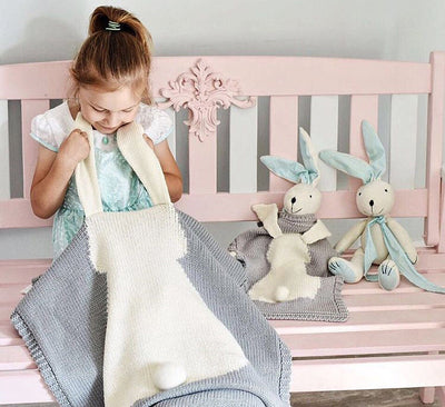 New Rabbit Ears Blanket Three Dimensional Rabbit Blanket Children's Knitted Blanket Baby Blanket - Korvel