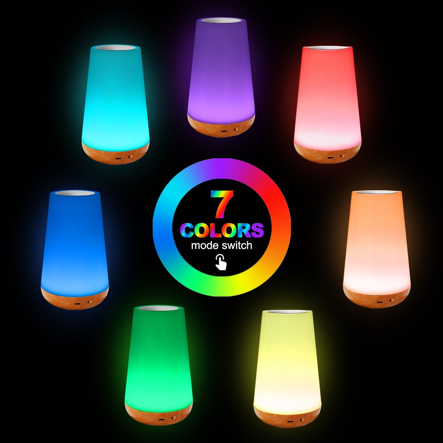 Wood Grain Remote Control Touch Night Light