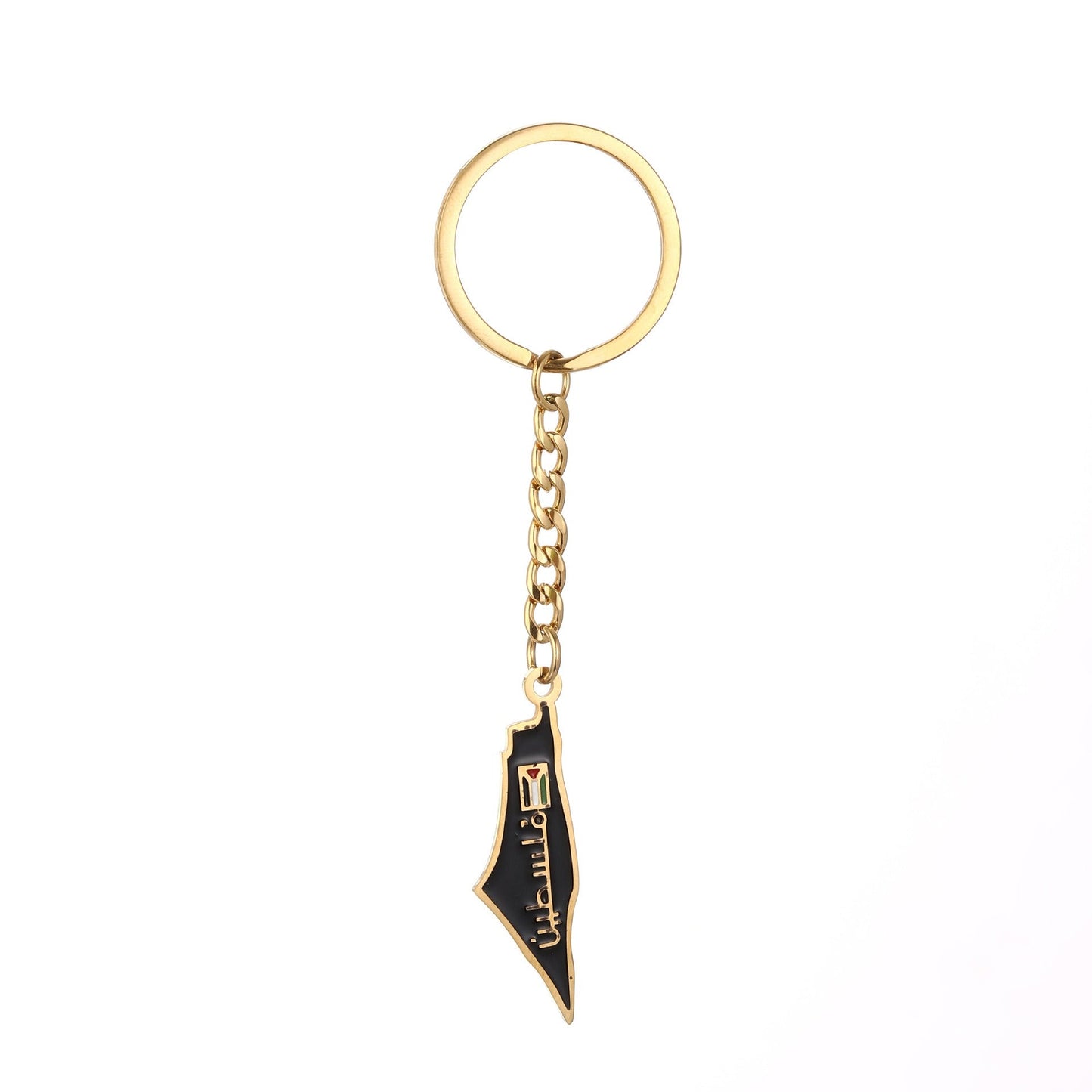 Israel Palestine Map Flag Drip Oil Stainless Steel Keychain Fashion Men's and Women's Stainless Steel Keys - Korvel
